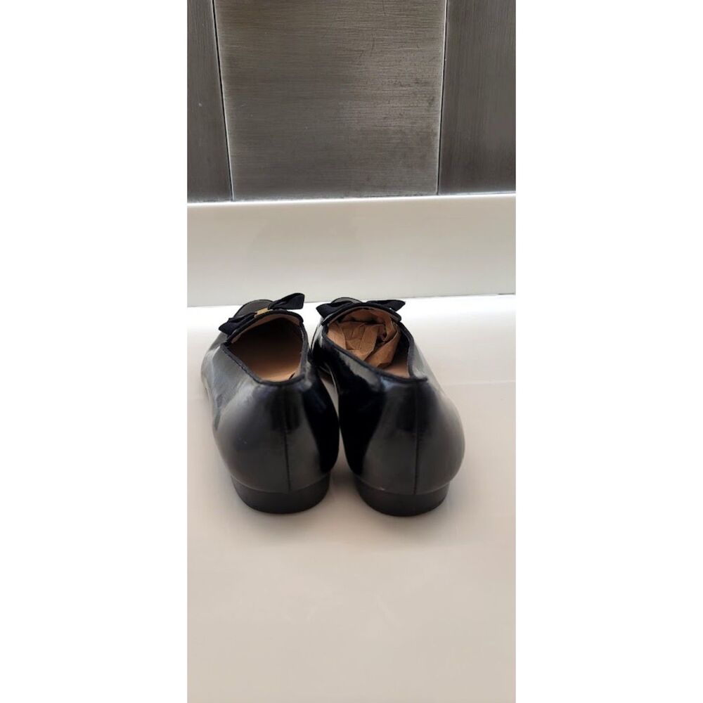 Salvatore Ferragamo Vara Black Patent Bow Loafers Flats Womens 7.5A Vintage 80s - Picture 4 of 10